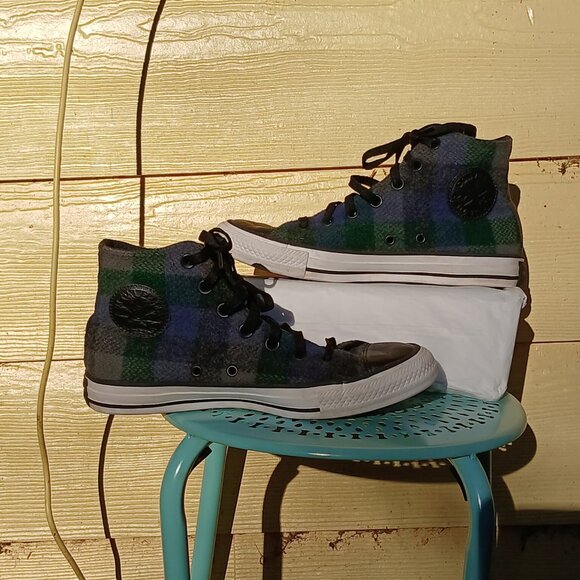 Converse x Woolrich Hi Tops 2015 Collab Wool Plaid 'Black Thunder' NWOB Sz M6 W8 - Picture 3 of 15